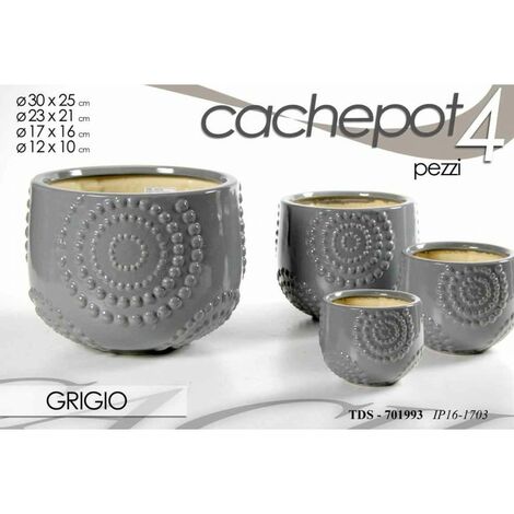 Lot de 4 vases Chachepot décorés gris