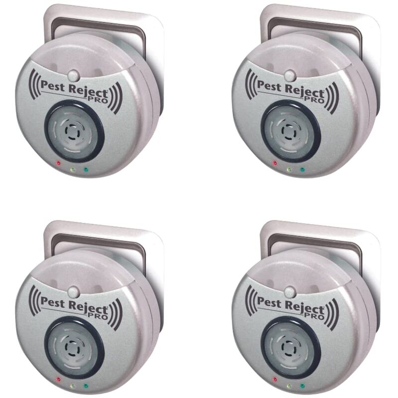 Lot de 4 - VENTEO - Répulsif nuisibles Repulse Power - Ultrasons et électromagnétisme - Couleur Gris - Couverture de Votre Maison de 200m²