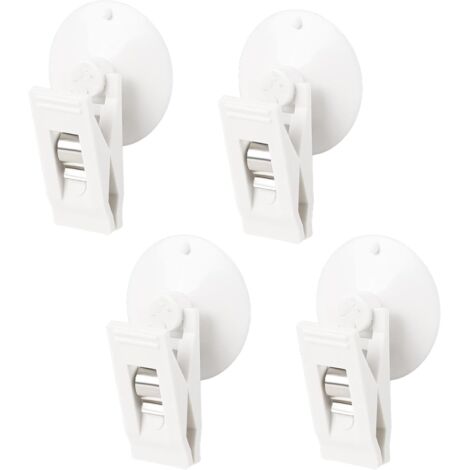 Lot de 4 ventouses blanches étanches pour rideau de douche, clips multifonctions en plastique avec ventouse pour salle de bain, supermarché, fenêtre, maison