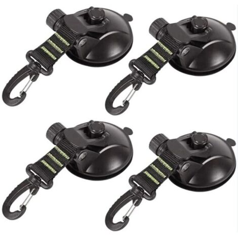 Lot de 4 ventouses d'ancrage avec fixation à ventouse pour voiture, camping, bâche, accessoire ventouse multifonction pour tentes comme auvent latéral de voiture