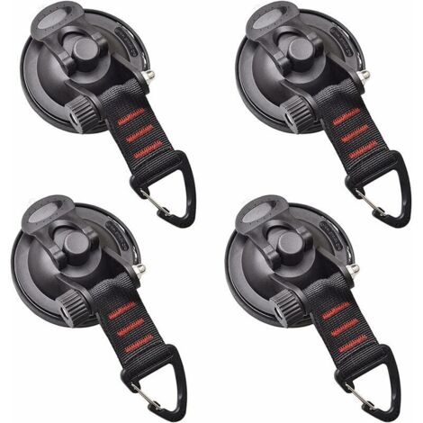 Lot de 4 ventouses d'ancrage multifonction pour voiture - Kit de fixation pour bâche de camping - Ventouse avec fixation - Pour camping-car, maison, atelier