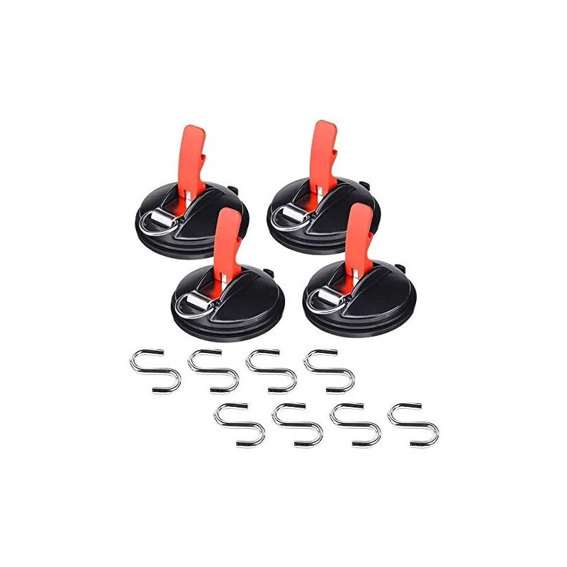 Lot de 4 ventouses de voiture avec 8 crochets en s ventouses multifonctions outil d'ancrage de voiture housses de bagages tendeurs de voiture