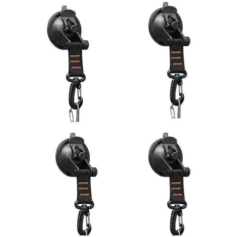 Lot de 4 ventouses robustes avec anneau en D rotatif à 360° pour le camping et la voiture. Adhérence à ventouses pour voiture.