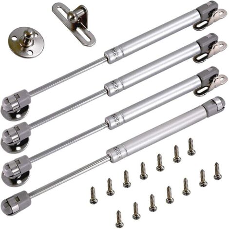 Lot de 4 vérins à gaz 150 N en alliage de zinc avec bras amortisseur pour portes de meubles, armoire, cuisine, fermeture éclair de meubles de cuisine