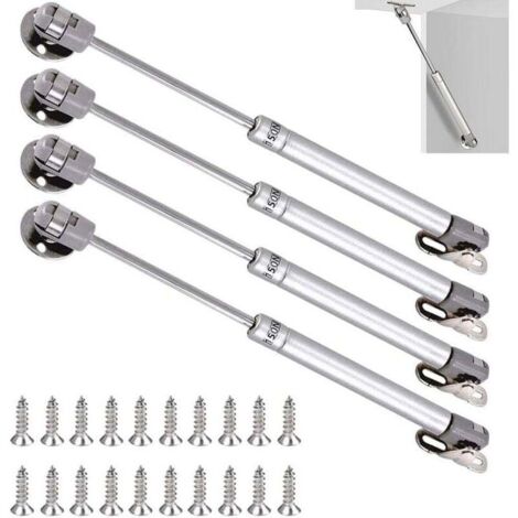 Lot de 4 vérins à gaz 150N – Longueur 270mm – Acier laminé et plastique ABS – Pour portes en bois et meubles TV – Installation sécurisée