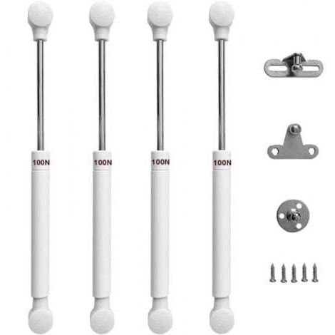 Lot de 4 vérins à gaz à ouverture automatique pour couvercle, amortisseurs à gaz, charnières à ouverture douce, support de vérin à gaz, bras hydraulique (100 N)