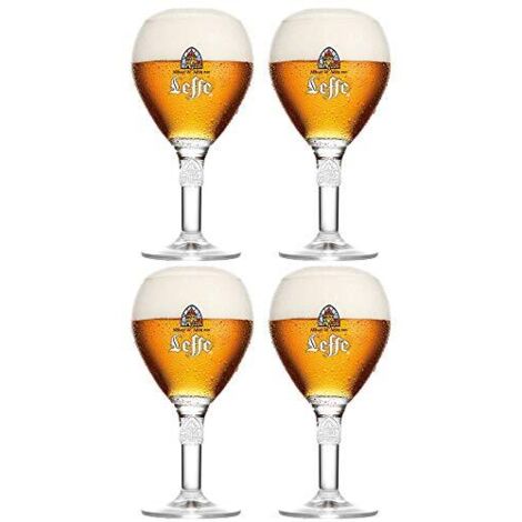 Lot de 4 verres Leffe - 33 cl - Grands calices + 4 sous-verres
