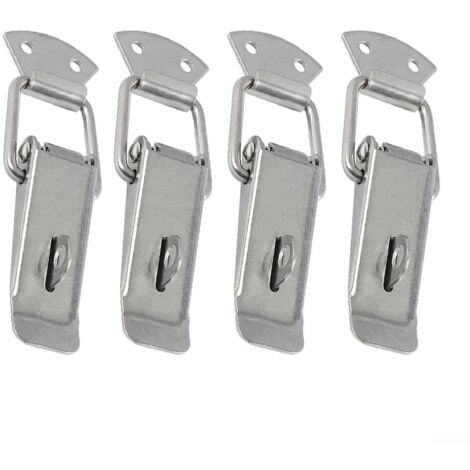 Lot de 4 verrous à bascule en acier inoxydable avec trou, loquets à ressort pour boîte à outils, caisse en bois et fermeture de bagages (201 petit)