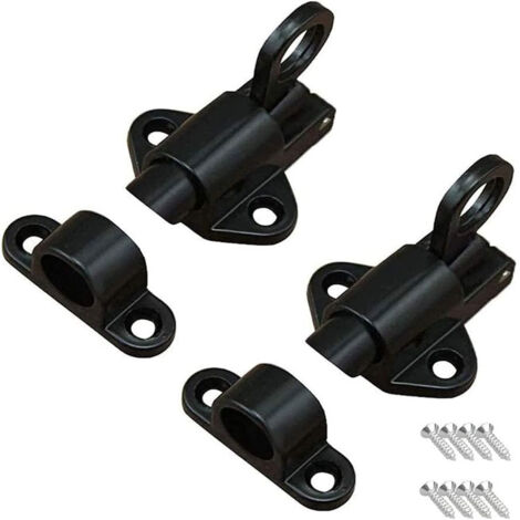 Lot de 4 verrous automatiques à ressort en aluminium, loquets de porte, noir