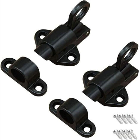 Lot de 4 verrous automatiques à ressort en aluminium, loquets de porte, noir