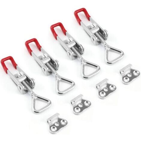 Lot de 4 verrous coulissants antirouille, à levier, capacité de charge de 100 kg, idéaux pour portes, armoires et valises.