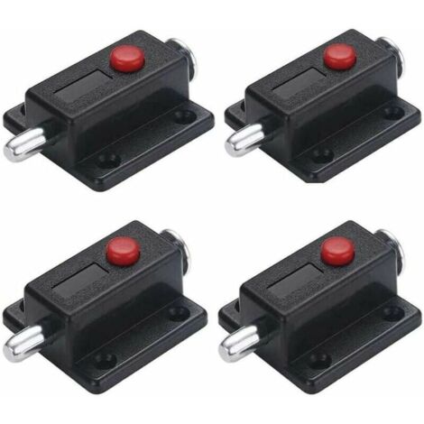 Lot de 4 verrous de porte automatique à ressort avec bouton à ressort Noir