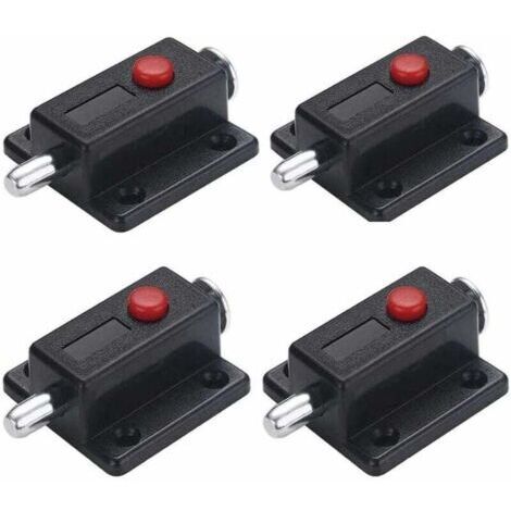 Lot de 4 verrous de porte automatique à ressort avec bouton à ressort Noir,GU.B/bon