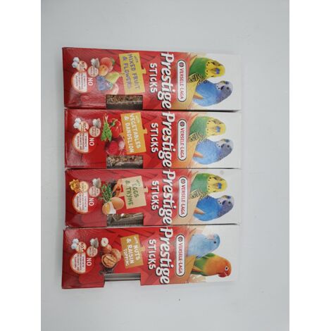 Lot de 4 - VERSELE-LAGA - Prestige Sticks perruches - 8 bâtonnets cuits au four - Sans colorants - Voir photos
