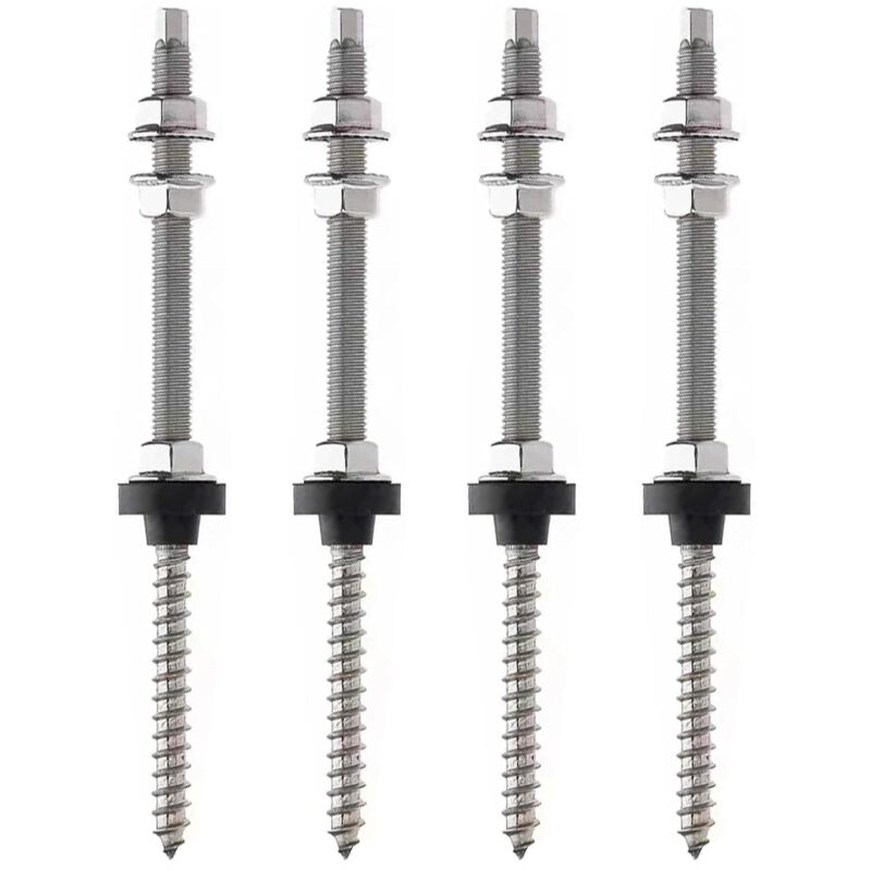 Roleader - Lot de 4 vis à bas M10 x 200 mm en acier inoxydable M10 réglable en hauteur