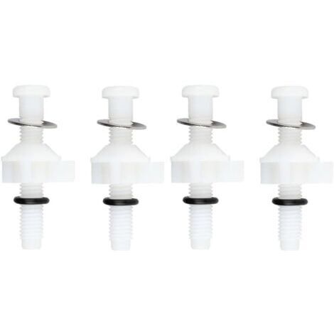 Lot de 4 vis de fixation pour abattant de WC en plastique et acier inoxydable pour salle de bain avec accessoires complets blanc