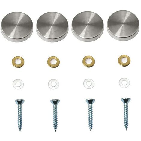 Lot de 4 vis décoratives pour miroir, capuchons décoratifs pour clous, vis décoratives en acier inoxydable poli pour miroirs, armoires ou meubles en verre(0,79"/20 mm)