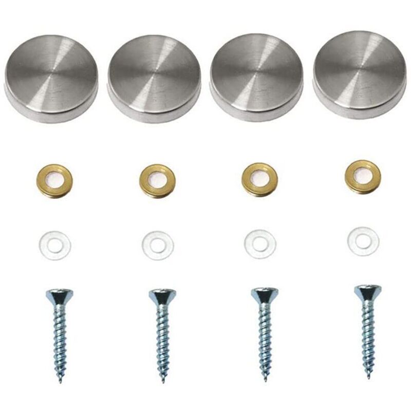 Lot de 4 vis décoratives pour miroirs, cache-clous décoratifs, vis décoratives en acier inoxydable poli pour miroirs, vitrines ou meubles (20 mm)
