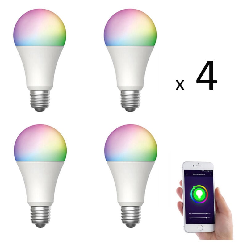 KYF - Lot de 4 x Ampoule E27 led connectée rvb 8,5W 800 lm