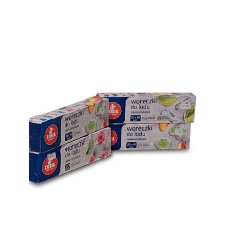 LOT DE 4 - ZOSIA SAMOSIA - Sacs à glaçons auto-scellants - 20 pièces par paquet - Cubes, coeurs et bâtonnets - 20 x 18 et 20 x 20 cm - Voir photos pour détails