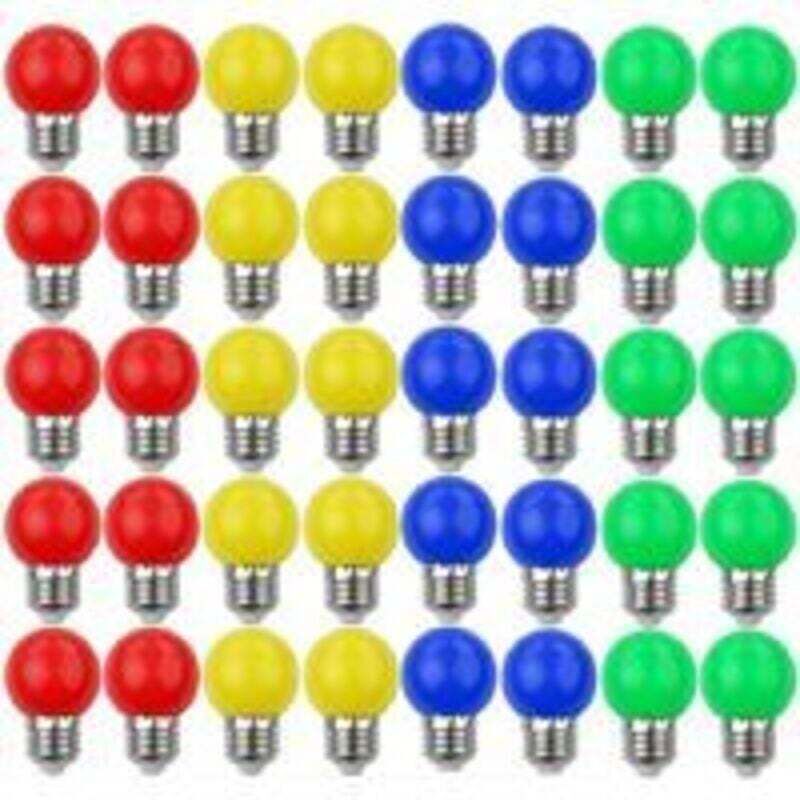 Lot de 40 Ampoule Couleur LED 3W, Ampoule E27 Mini Globe, pour Mariages, Halloween, Noël