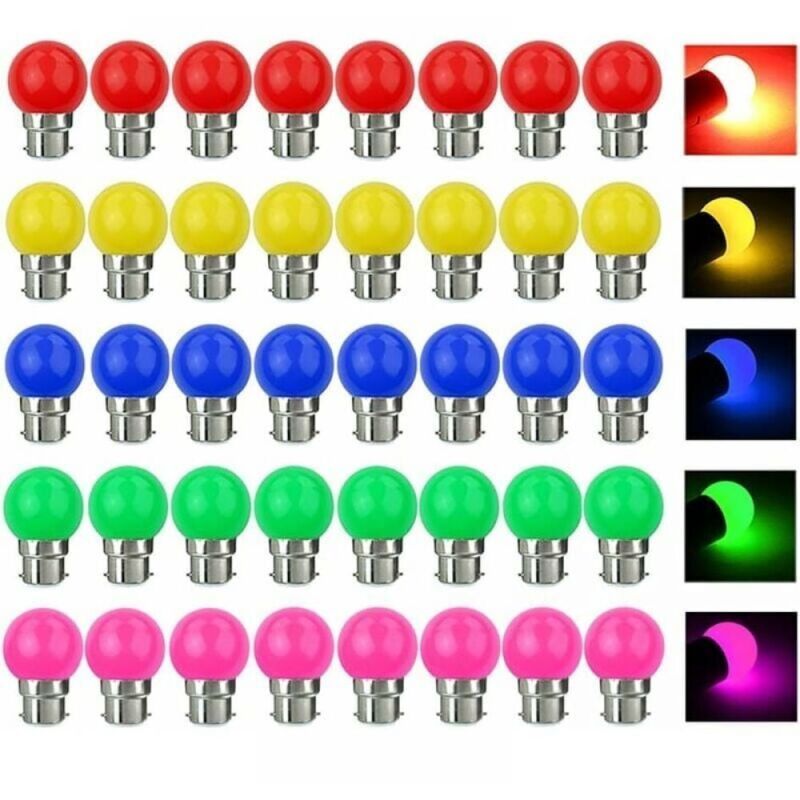 Lot de 40 Ampoules LED Multicolores B22 3W Équivalent 30W 300LM - Décoration Ambiance pour Fête, Maison, Bar (220-240V)