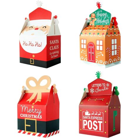 Lot de 40 boîtes cadeaux de Noël en papier kraft - Boîtes à bonbons de Noël