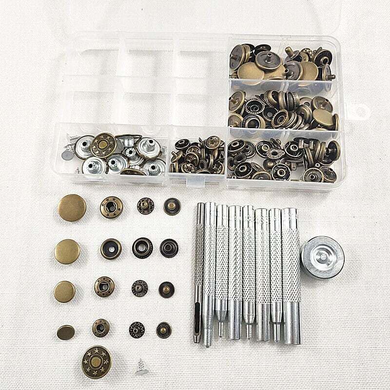 Lot de 40 boutons-pression sans couture avec 9 outils de fixation en métal pour cuir, jeans, couture, portefeuille, artisanat, diamètre 10 mm, 12 mm,