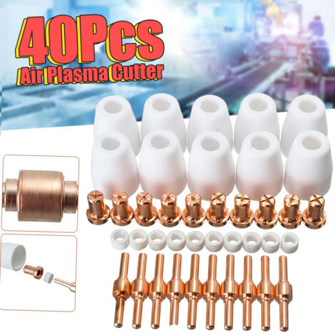 Lot de 40 chalumeaux de coupe plasma PT31 en cuivre avec embouts d'électrode pour CUT40/CUT50 PT31 LG40 40 A