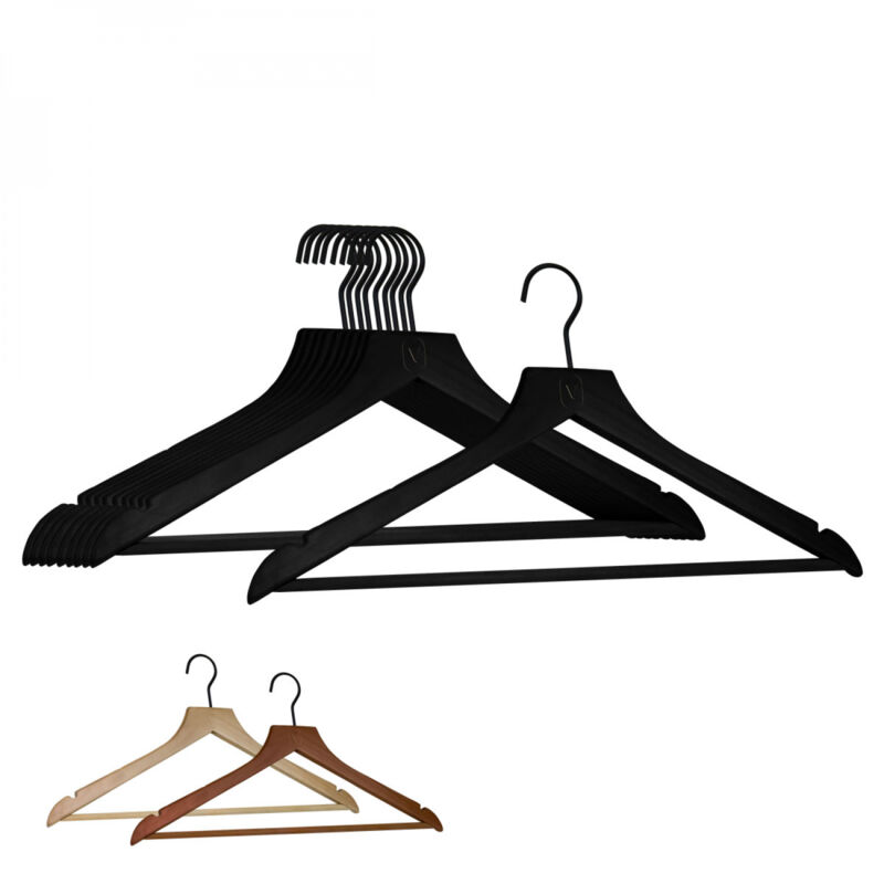 Lot de 20 cintres 44.5 cm pour vêtements adulte premium avec crochet pivotant à 360° - Noir - Vivezen