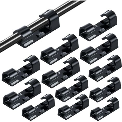 Lot de 40 clips de câble, serre-fils et attaches pour cordons, fixation murale ou de table, style élégant, noir.-AquaForge