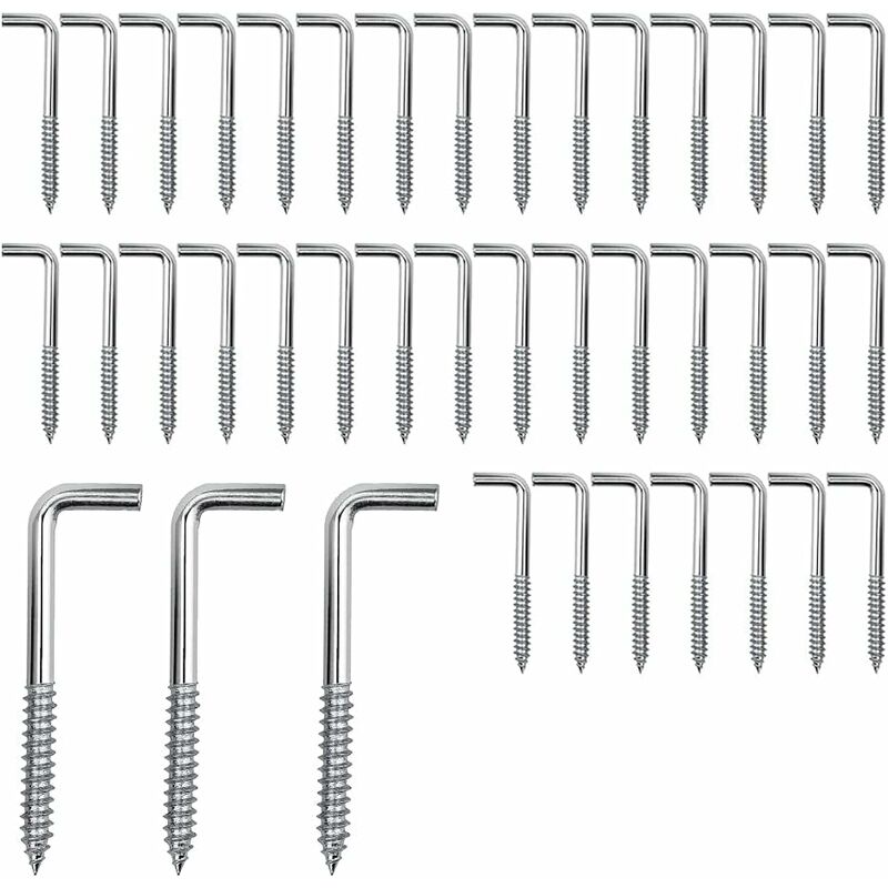 Memkey - Lot de 40 Crochets à Vis Vis D'angle Crochets l Crochet a Visser Acier au Carbone Vis pour Suspendre Plantes Ustensiles de Cuisine Carillons
