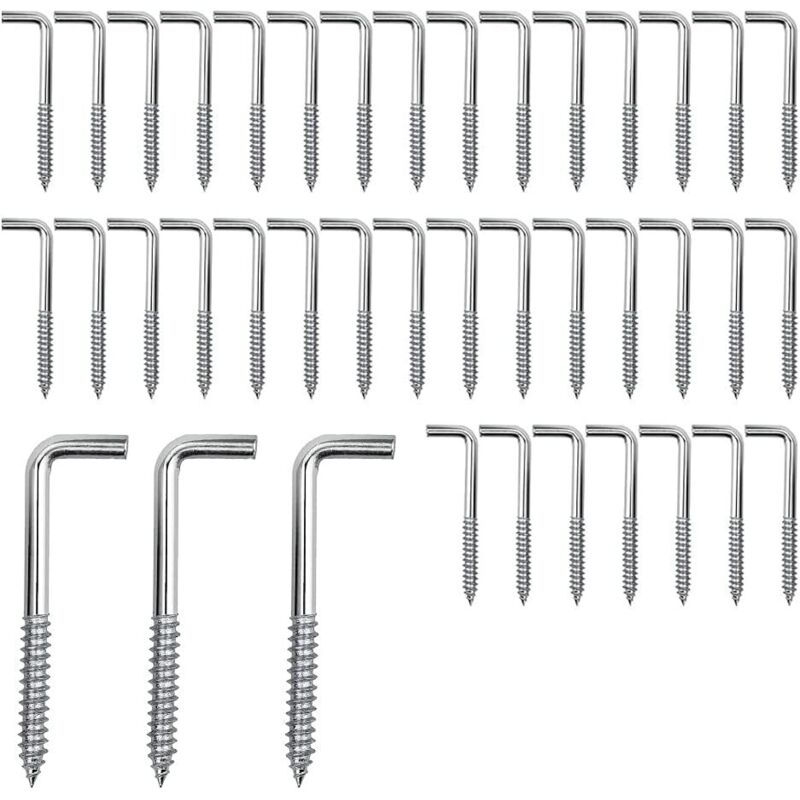 Lot de 40 Crochets à Vis Vis D'angle Crochets L Crochet a Visser Acier au Carbone Vis pour Suspendre Plantes Ustensiles de Cuisine Carillons Éoliens,