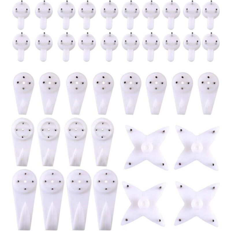 Lot de 40 crochets de suspension pour mur en dur et cloison, pour accrocher des tableaux, des photos de mariage, des miroirs Lot de 40 crochets de suspension pour mur en dur et cloison, pour accrocher des tableaux, des photos de mariage, des miroirs