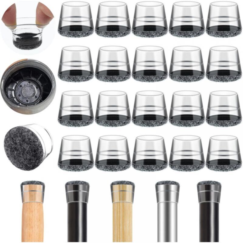 Lot de 40 embouts de pieds de chaise, protections de pieds de chaise en feutre élastique, coussinets de chaise de 15 à 18 mm pour éviter les rayures