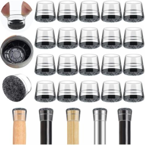 Lot de 40 embouts de pieds de chaise, protections de pieds de chaise en feutre élastique, coussinets de chaise de 15 à 18 mm pour éviter les rayures au sol (petits, transparents)