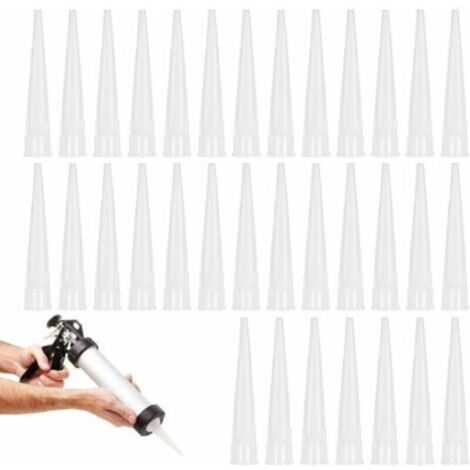 Lot de 40 embouts de pistolet à silicone, embouts de rechange pour mastic, avec grattoir en plastique et outils de calfeutrage