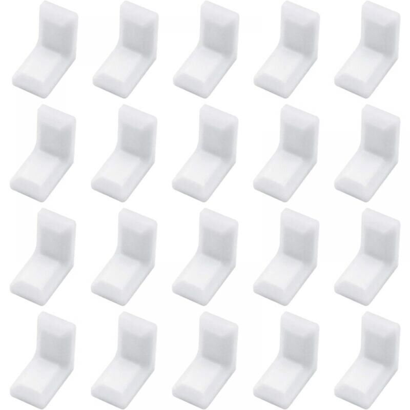 Cyslmuk - Lot de 40 équerres d'angle en forme de l avec couvercle en plastique blanc pour armoire, étagère