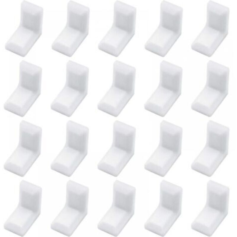 Lot de 40 équerres d'angle en forme de L avec couvercle en plastique blanc pour armoire, étagère