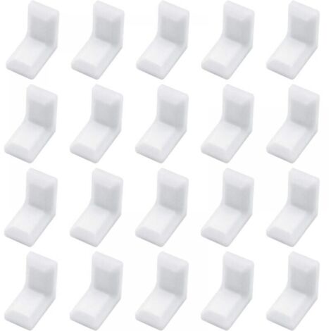 Lot de 40 équerres d'angle en forme de L avec couvercle en plastique blanc pour armoire, étagère