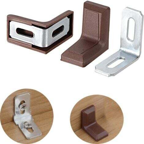 Lot de 40 équerres d'angle en métal et plastique en forme de L, équerre d'angle à angle droit en forme de L, marron (28 mm x 28 mm x 18 mm)