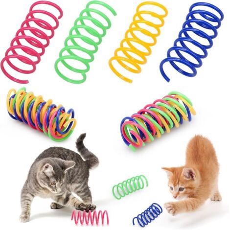 Lot de 40 jouets en spirale pour chat (10 jaunes, 10 bleus, 10 verts, 10 roses)