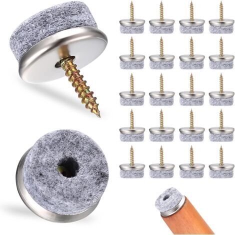Lot de 40 patins en feutre à vis de 22 mm pour chaises avec clou rond pour chaise, carrelage, parquet, stratifié, feutre pour chaises, meubles, pieds de chaise