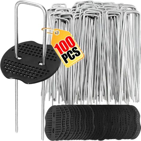 (Lot de 40 pièces) Agrafes de jardin en U, piquets robustes pour clôture, clous à gazon galvanisés, clous de jardin pour maintenir les pelouses et barrières.