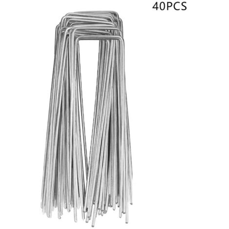 Lot de 40 Piquets de Fixation - 15 cm x 2.5 cm - Ø 2.9 mm - Acier Galvanisé-Sardine Piquet Terre Tente Jardin