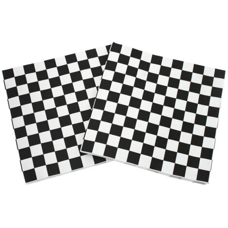 lot De 40  Serviettes En Papier Colores-motif Classique  Carreaux Noirs Et Blancs,  Bricolage, Origami, Pour La Gastronomie, Anniversaire, Mariage