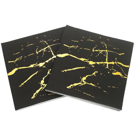 lot De 40  Serviettes En Papier Colores-serviette De Table En Feuille De Marbre (fond Noir),  Bricolage, Origami, Pour La Gastronomie, Anniversair