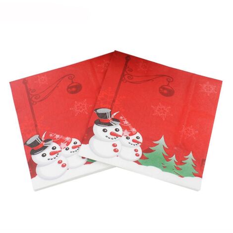 lot De 40  Serviettes En Papier Colores-serviettes De Table Cow-serviette De Table Bonhomme De Neige Arbre De Nol, Dcoration De Table, Runion De F