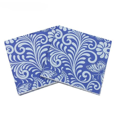 lot De 40  Serviettes En Papier Colores-serviettes De Table En Porcelaine Bleue Et Blanche  Motifs De Fleurs Et De Papillons,  Bricolage, Origami,
