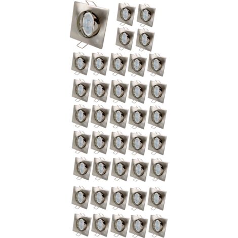 Lot de 40 Spot led carré 230v alu brossé 38° led blanc chaud